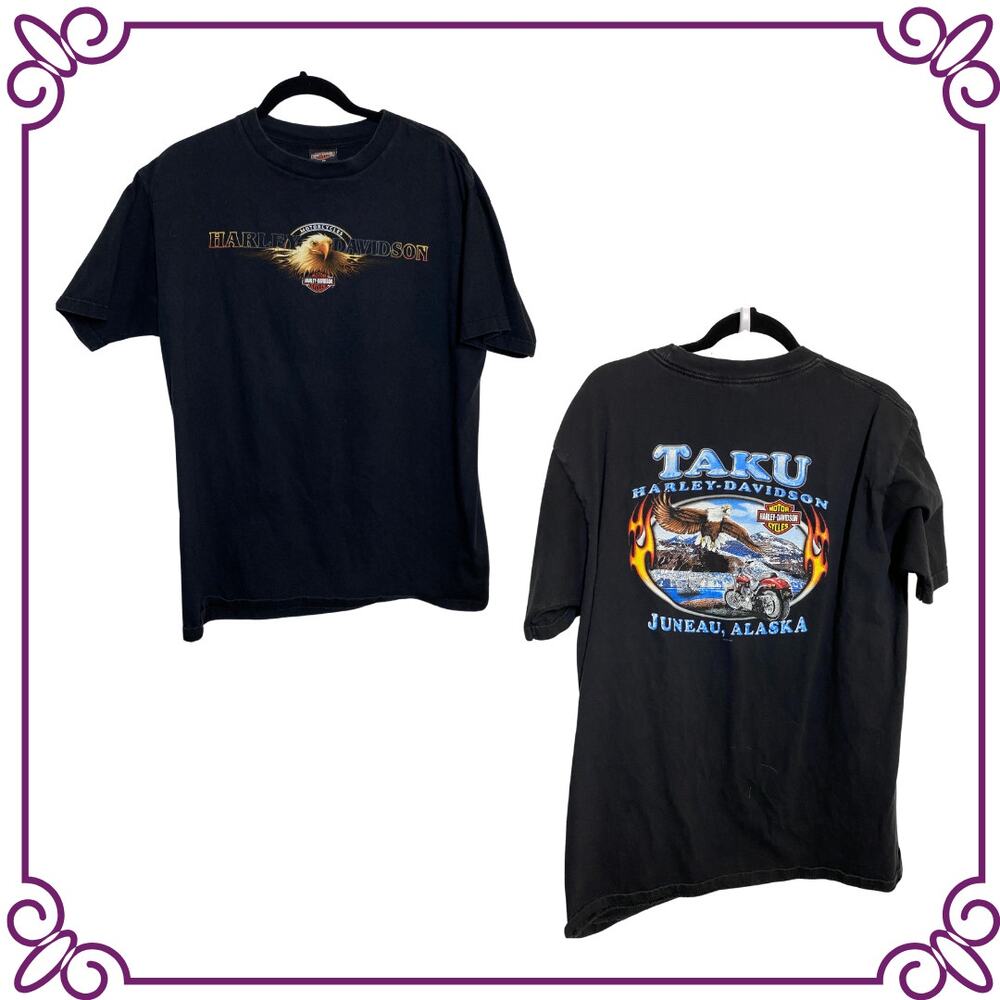 Harley Davidson Juneau, Alaska Taku HD Black Cotton T-shirt XL
